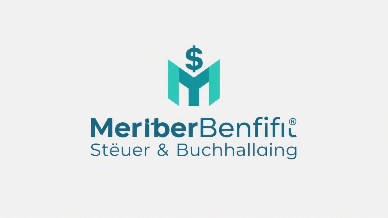 Minimalistic teal and petrol blue logotype of MitarBenefit Steuer & Buchhaltung with geometric initials MB and a compliant financial emblem